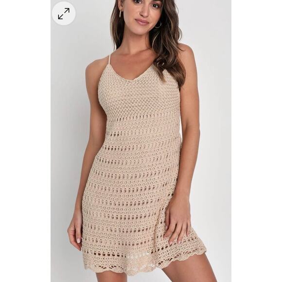 Lulu’s Women’s Small Purple Crochet Lined Spaghetti Strap Mini Dress NWT boho - Picture 1 of 9